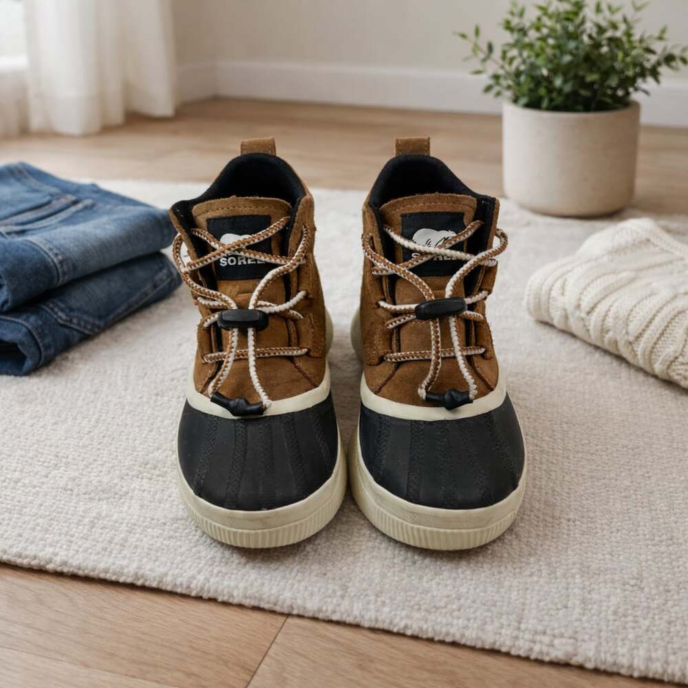 SOREL Kids Out N About IV Waterproof Duck Boots Brown Black Size 2